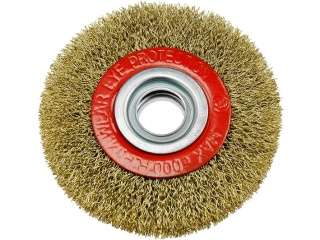 Drel Szczotka druciana tarczowa 150 mm, otwór 20 mm, mosiądzowana CON-AST-1715