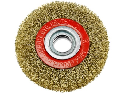 Drel Szczotka druciana tarczowa 150 mm, otwór 20 mm, mosiądzowana CON-AST-1715