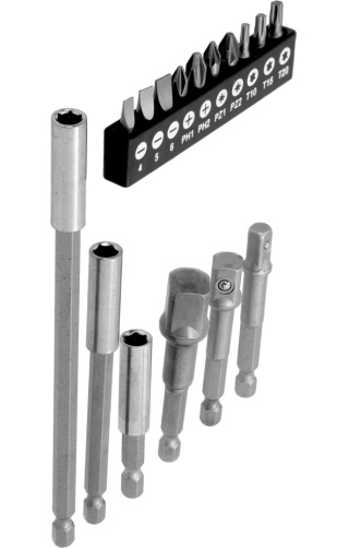 Drel Zestaw końcówek do wkrętarki uchwyty, bity, adaptery 16szt. CON-ANR-3016