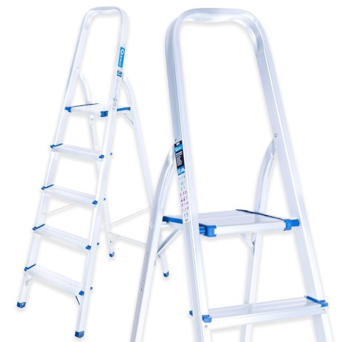 GEKO #Drabina aluminiowa 5-stopniowa składana 150kg (1) G02417