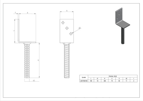 Łącznik belki 0x60x100x4mm (1/20/960) STALCO LBOT060100