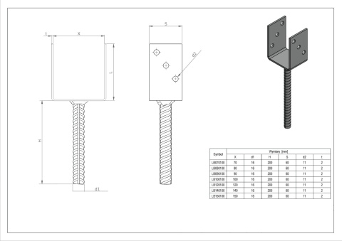 Łącznik belki 90x60x100x4mm (1/16/544) STALCO LB090100