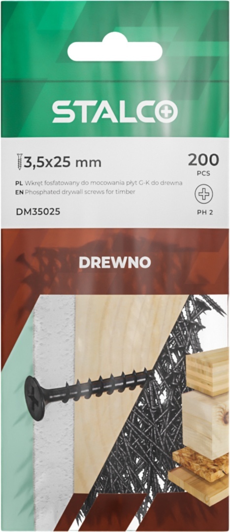 Wkręt fosfatowany do płyt G-K BD-4,2x90 drewno blister (50) 1/12 STALCO BD42090