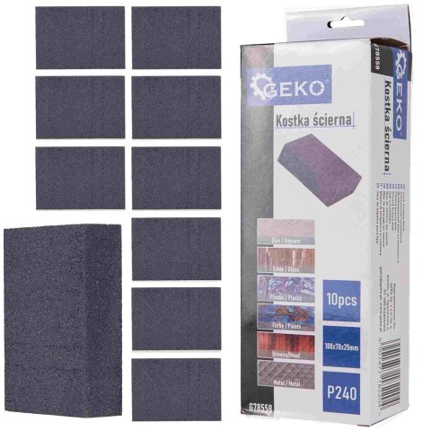 GEKO Kostka ścierna 70x100x25mm P240 (10/250) G78558