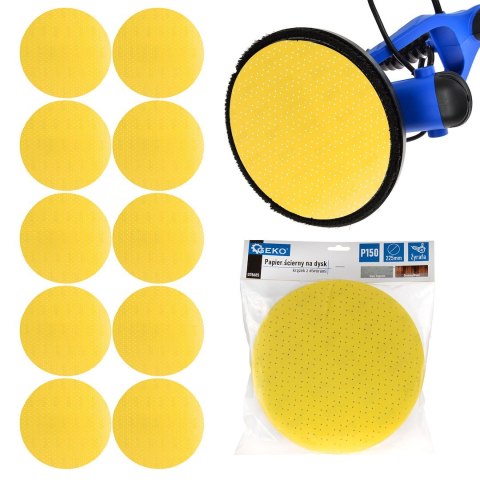 GEKO Papier ścierny na dysk - krążek z otworami 225mm P150 /żyrafa (10/100/500) G78685