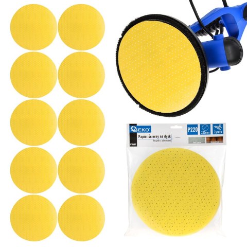 GEKO Papier ścierny na dysk - krążek z otworami 225mm P220 /żyrafa/ (10/100/500) G78687