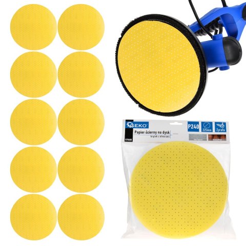 GEKO Papier ścierny na dysk - krążek z otworami 225mm P240 /żyrafa/ (10/100/500) G78688