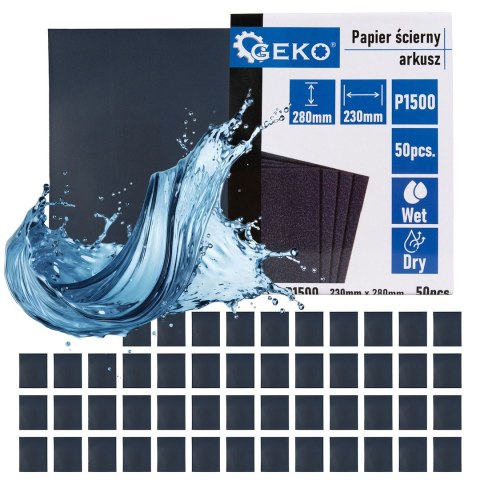 GEKO Papier ścierny wodny - arkusz 230x280mm P1500 (50/1000) G78494