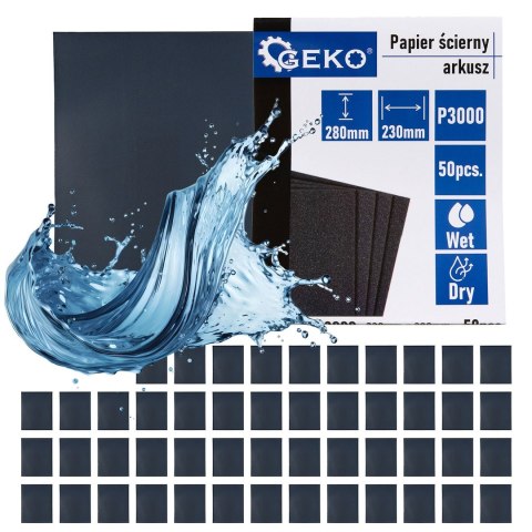 GEKO Papier ścierny wodny - arkusz 230x280mm P3000 (50/1000) G78497