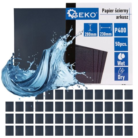 GEKO Papier ścierny wodny - arkusz 230x280mm P400 (50/1000) G78489