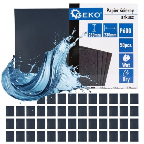 GEKO Papier ścierny wodny - arkusz 230x280mm P600 (50/1000) G78490