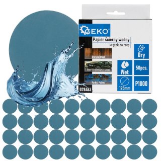GEKO Papier ścierny wodny - krążek na rzep 125mm P1000 (50/1000) G78463