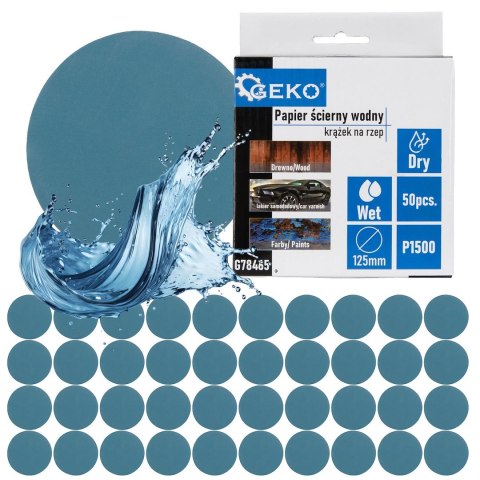 GEKO Papier ścierny wodny - krążek na rzep 125mm P1500 (50/1000) G78465