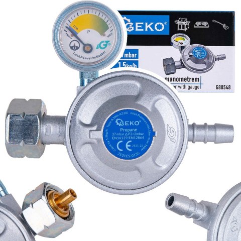 GEKO Reduktor gazowy z manometrem 37mbar 1,5kg/h (50) G80548