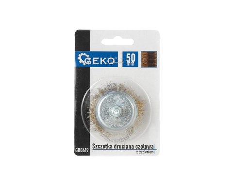 GEKO Szczotka druciana czołowa,mosiężna 50mm z trzpieniem (100) G00619