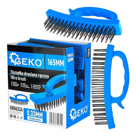 GEKO Szczotka druciana ręczna z plastikową rączką 165mm - kartonik wystawowy (12/144) G00632A
