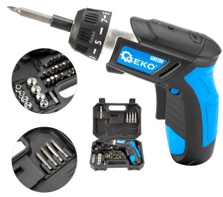GEKO Wkrętak akumulatorowy 3,6V + akcesoria (10) G80280