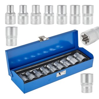 GEKO 9el.kpl.nasadek torx E10-24,1/2"GEKO,walizka(20) G10167