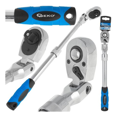 GEKO Grzechotka łamana teleskopowa 1/2" 370-510mm 72T CrV (20) G10127