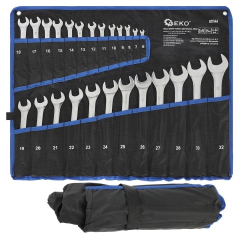 GEKO Klucze płasko-oczkowe polerowane 6-32mm 25el (1/4) G11146