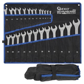 GEKO Klucze płasko-oczkowe satyna 6-32mm 25el.CRV/op.płachta/(4) G11246