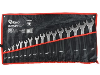 GEKO Kpl. kluczy płasko-oczkowych calowych 16el. 1/4"-1,1/4"(6) G11152