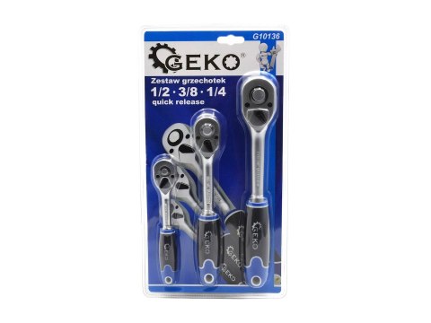 GEKO Zestaw grzechotek 1/2 3/8 1/4 quick release (10) G10136
