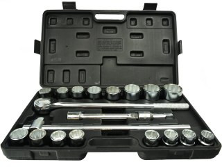 GEKO Zestaw kluczy nasad.21el.3/4" 12-kąt.19-50mm/czarna walizka/(2) G10111