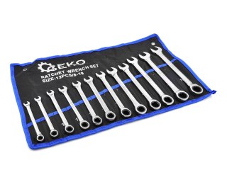 GEKO Zestaw kluczy płasko-oczkowych z grzechotką 12szt. 8-19mm (10) G10343