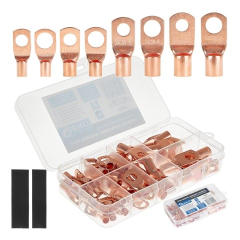 GEKO Zestaw konektorów miedzianych oczkowych z koszulkami 140szt. (100) G03621