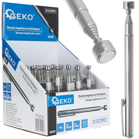 GEKO Chwytak magnetyczny teleskopowy 130-635mm typ. "długopis" - kartonik wystawowy (25/100) G03207