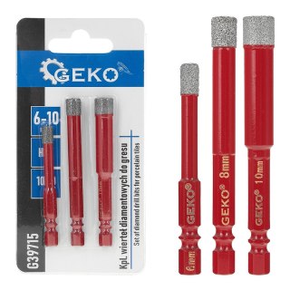 GEKO Kpl. wierteł diamentowych do gresu 6-10mm 3el. HEX (150) G39715