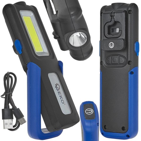 GEKO Lampa warsztatowa POWERBANK z magnesem i regulacją LED COB 5W + 3W 2000mAh 400lm IP44 (10/40) G15124