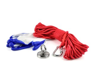 GEKO Magnes neodymowy 50kg - zestaw z liną 20m i rękawicami (18) G02425