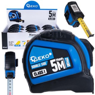GEKO Miara zwijana nylon dwustronna z autostopem 5m/19mm KLASA I - kartonik wystawowy (12/120) G01462