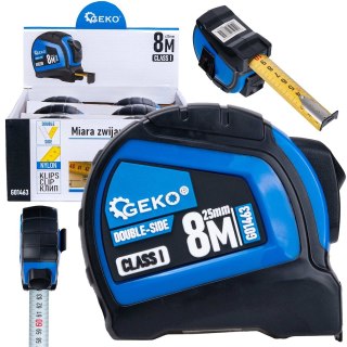 GEKO Miara zwijana nylon dwustronna z autostopem 8m/25mm KLASA I - kartonik wystawowy (6/60) G01463