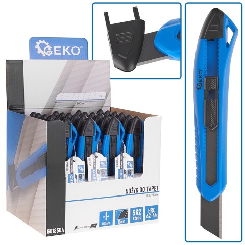 GEKO Nożyk do tapet 100x18x0.5mm ERGO SK2H - kartonik wystawowy (24/144) G01850A
