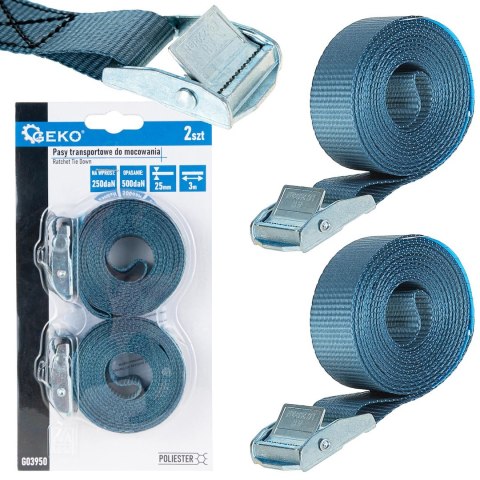 GEKO Pas mocujący z klamrą samozaciskową 25mmx3m 250kg 2szt. (20/100) G03950