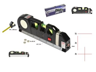 GEKO Poziomica laserowa z miarą i metrem 2,5m (50) G03310