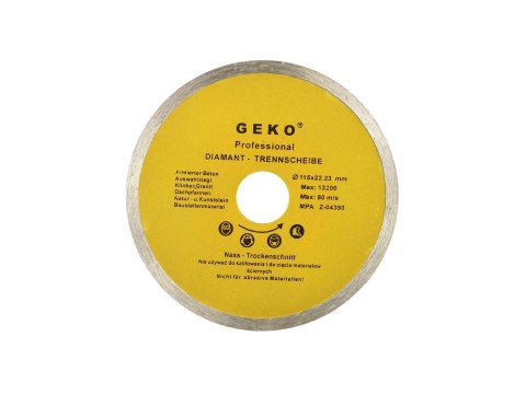 GEKO Tarcza diamentowa 115mm Pełna GEKO (100/200) G00240