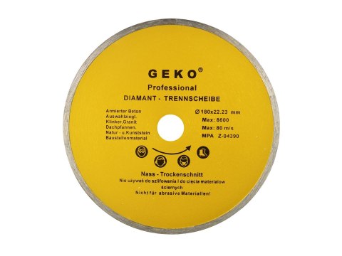 GEKO Tarcza diamentowa  180mmx22,23 Pełna GEKO(50) G00243