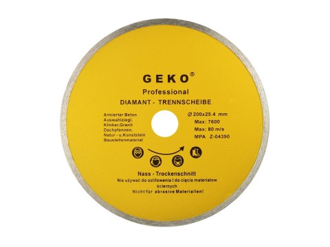 GEKO Tarcza diamentowa  200mm 25.4 Pełna Geko (25) G00249