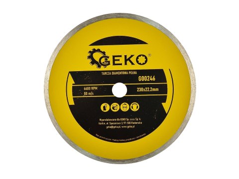 GEKO Tarcza diamentowa  230mmx22,23 Pełna GEKO (25) G00246