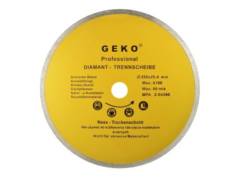 GEKO Tarcza diamentowa  250mm 25.4mm Pełna GEKO (25) G00248