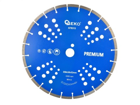 GEKO Tarcza diamentowa 350x10x25,4mm segment. GEKO PREMIUM by laser(10) G78315