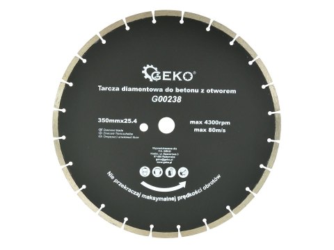 GEKO Tarcza diamentowa do betonu 350mmx25,4mm z dodatk. otworem (10) G00238