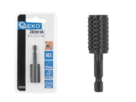 GEKO Zdzierak - tarnik cylindryczny do drewna 15mm HEX (50/250) G37518