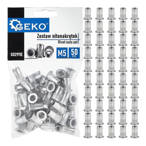 GEKO Zestaw nitonakrętek aluminiowych M5 0.5-2.5 50szt (160) G02911E