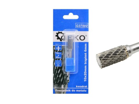 GEKO Frez-pilnik do metalu z węglika wolframu 10x20mm trzpień 6mm (kwadrat) (200) G37502
