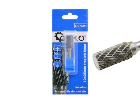 GEKO Frez pilnik do metalu z węglika wolframu 12x25mm trzpień 6mm (kwadrat) (200) G37503